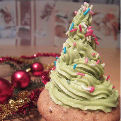 karácsonyfa süti cupcake