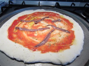 Róma pizza: szardella filék