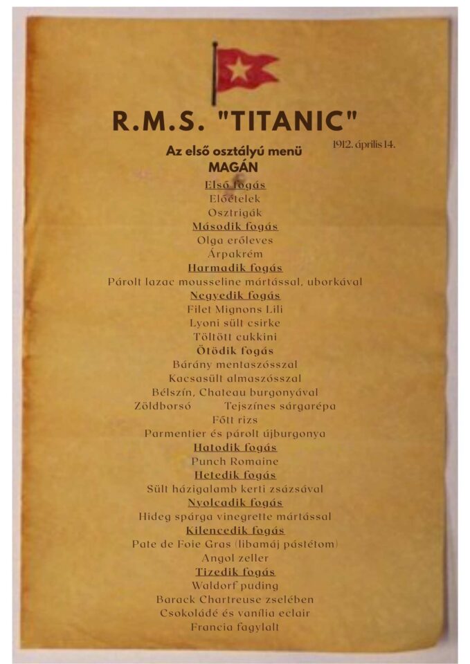 Titanic menü - magyarul