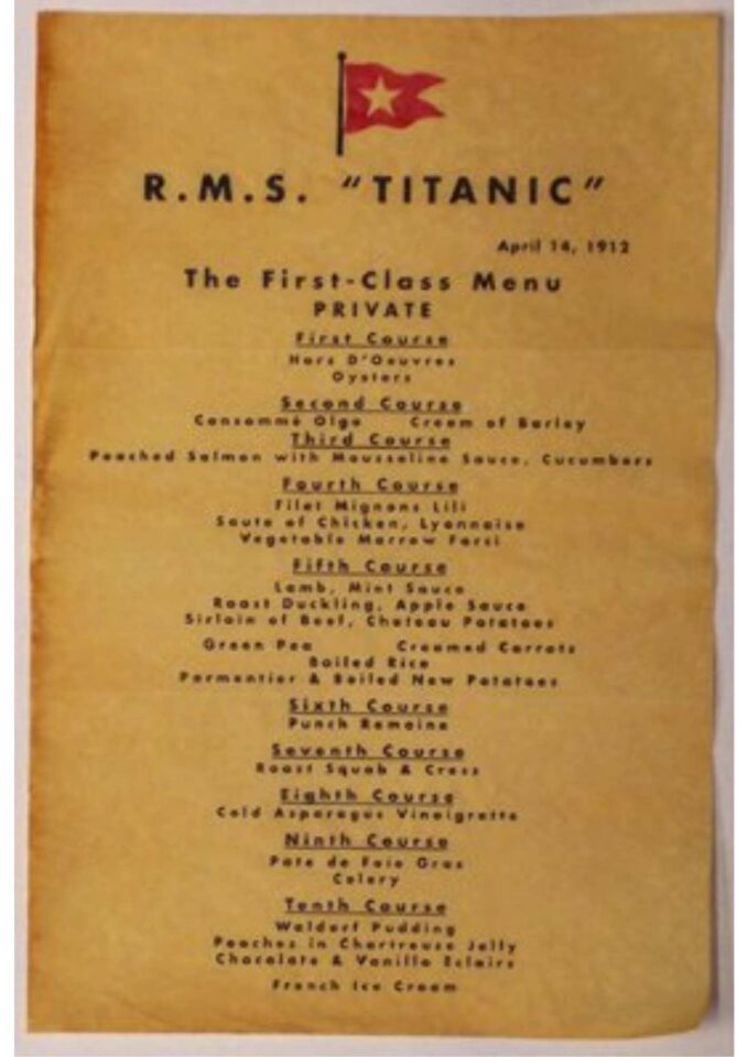 Titanic menü - angol