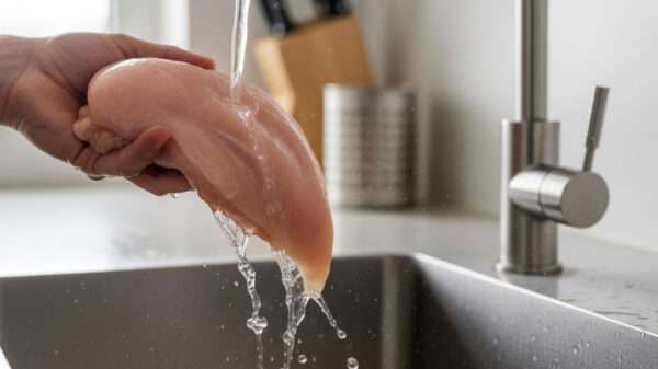 Hús megmosása - csirkemell mosása folyó víz alatt